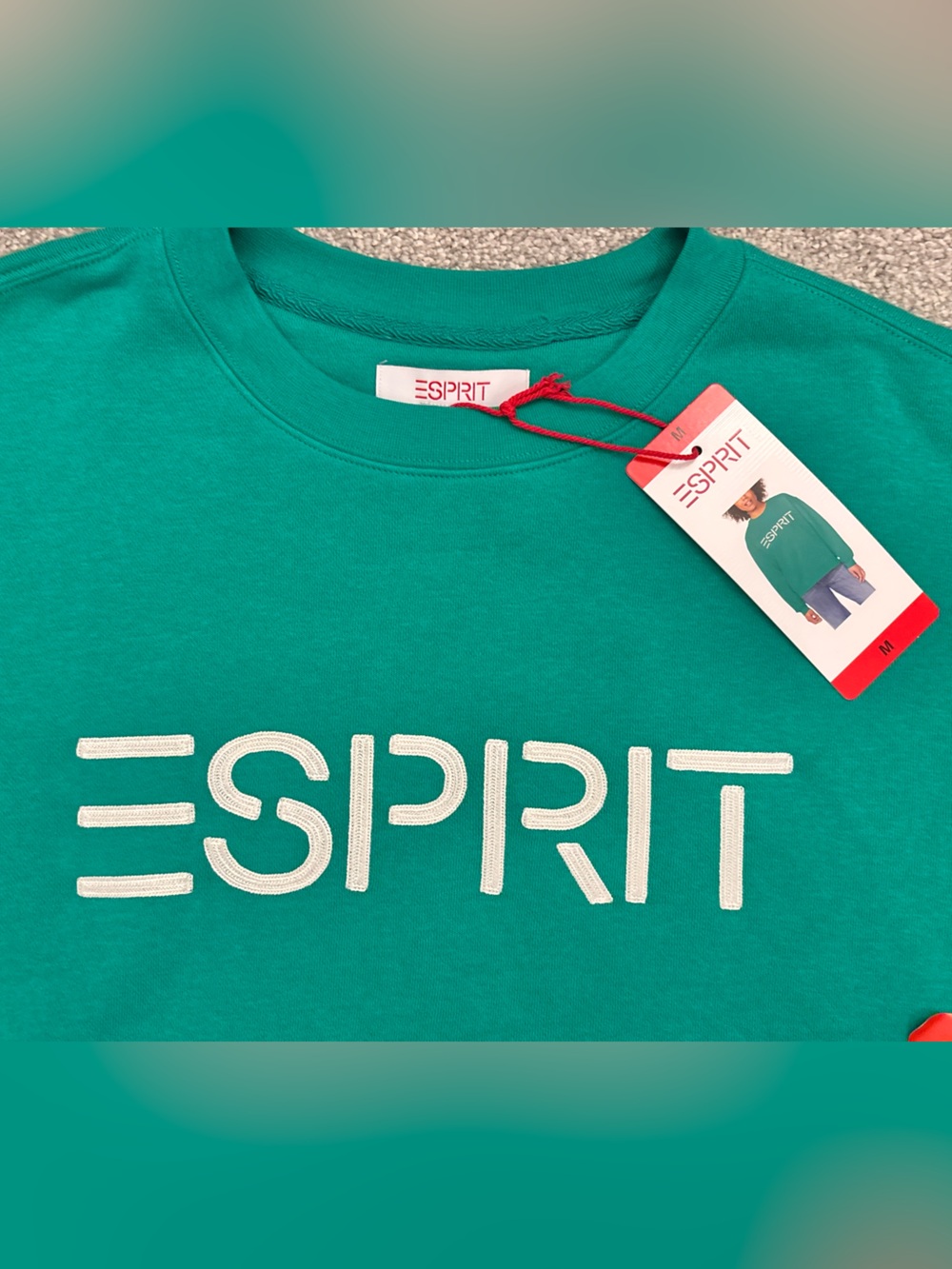 Esprit Women's Green Crewneck Sweatshirt with White Logo, NWT - Picture 2 of 3